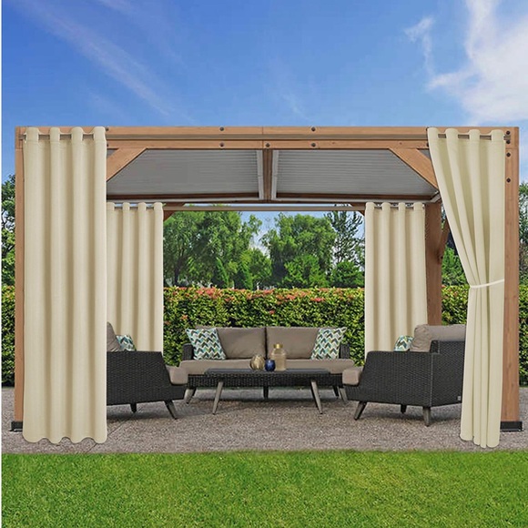 COPY - Waterproof Outdoor Curtains for Patio Sun Blocking Blackout Curtains, 2 … - Picture 1 of 13